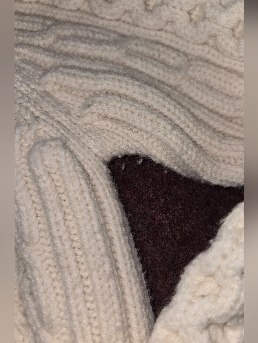 Vintage Isabelle Glion Kids 100% Wool Fisherman's Aran Sweater Ivory Medium - Picture 5 of 9